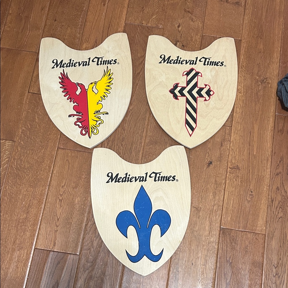 Medieval Times Wooden Shields Set - Red, Yellow, Blue